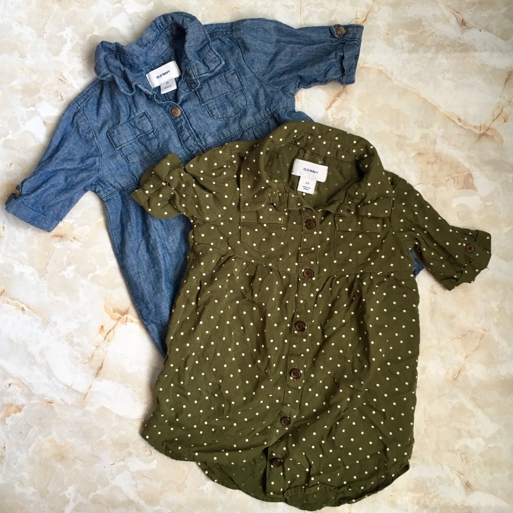 Old Navy Tunic Bundle, Denim/Army Green 2T